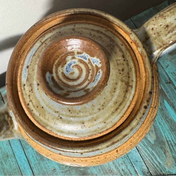 Vintage Pottery Salt Glazed Tea Pot Signed~Floral Design - Picture 5 of 16